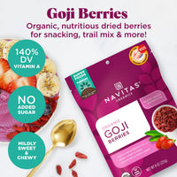 Thumbnail for Navitas Organics Goji Berries – For Smoothies, Trail Mix, Baked Goods, Oatmeal & More – Vitamin A, Antioxidants, Fiber – Wolfberry - USDA Organic, Non GMO, Gluten Free, Vegan (8oz. Bag, 8 Servings)