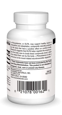 Thumbnail for Source Naturals DLPA DL-Phenylalanine 375 mg Supplement That Supports an Alert State - 60 Tablets