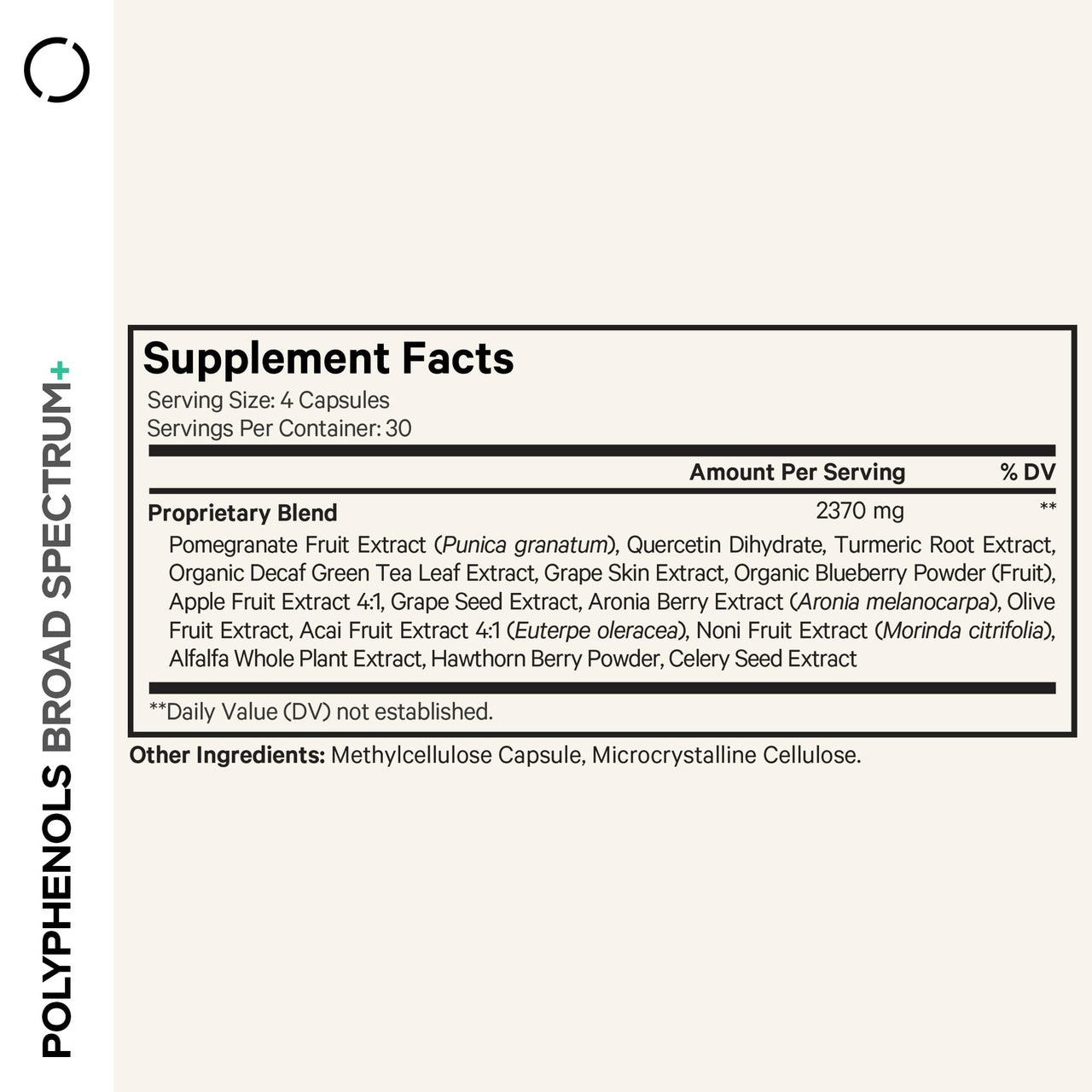 Codeage Polyphenols Broad Spectrum Supplement - Blend of 15 Berries, Fruits, and Botanical Extracts, Decaf Green Tea Leaf, Quercetin, Resveratrol, Pomegranate, Turmeric - Non-GMO - 120 Capsules