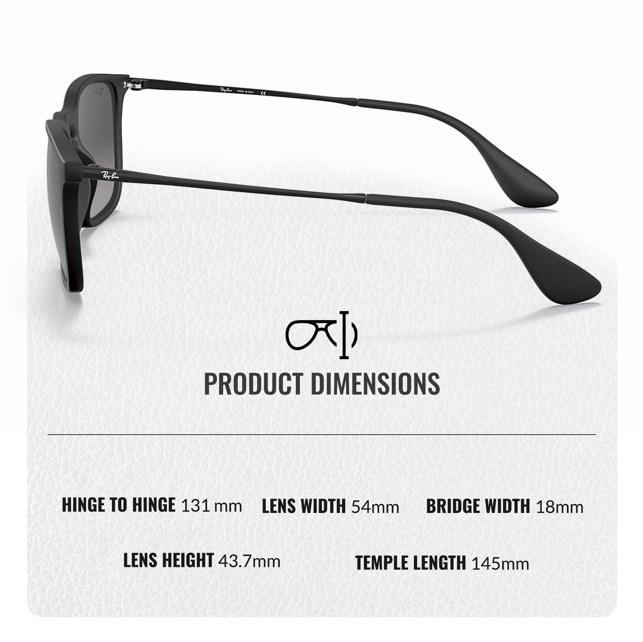 Ray-Ban RB4187 CHRIS Square Shaped Non-Polarized Sunglasses for Men – Includes Official RAYBAN Eyewear Kit – Ideal Formal & Casual Wear Sunglasses – Light Grey Gradient Lens