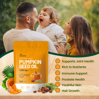 Thumbnail for VivoNu Pumpkin Seed Oil with Saw Palmetto Capsules | Cold Pressed, Pure Virgin Oil, Essential Fatty Acids & Phytosterols | 300 SoftgelsSupports Hair, Urinary, Bladder & Prostate Health | Non-GMO