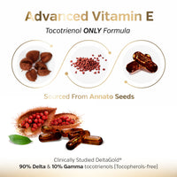 Thumbnail for Sunergetic Premium Annatto Tocotrienol Supplement – with DeltaGold – Tocotrienols Vitamin E 300 mg – Supports Liver, Immune & Heart Health - Delta + Gamma Tocotrienols (30 Liquid Capsules)