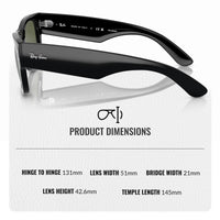 Thumbnail for Ray-Ban RB0840S MEGA WAYFARER Polarized Square Shape Sunglasses With Eyewear Kit Bundle - High Bridge Fit - Formal and Casual Wear Square Sunglasses