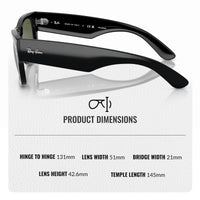 Thumbnail for Ray-Ban RB0840S MEGA WAYFARER POLARIZED Square Shaped Sunglasses for Men & Women – Includes Official Rayban Eyewear Kit – Ideal Formal & Casual Wear Sunglasses – Green Lens