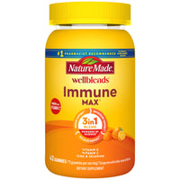 Thumbnail for Nature Made Wellblends ImmuneMAX Gummies, Vitamin C, Zinc, and Vitamin D3, Immune Support Supplement, 42 Tangerine Flavor Gummies