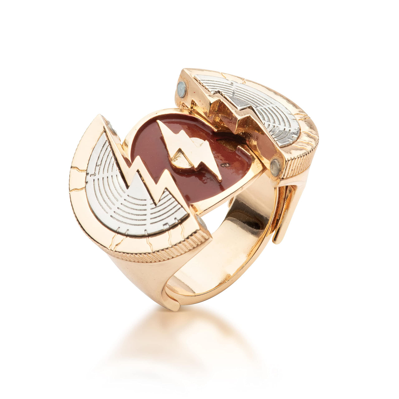 SalesOne DC The Flash Movie Costume Ring Brass Prop Replica With Slide-Opening Function, Size 10 | Superhero Cosplay, Jewelry Accessories | Officially Licensed Collectible