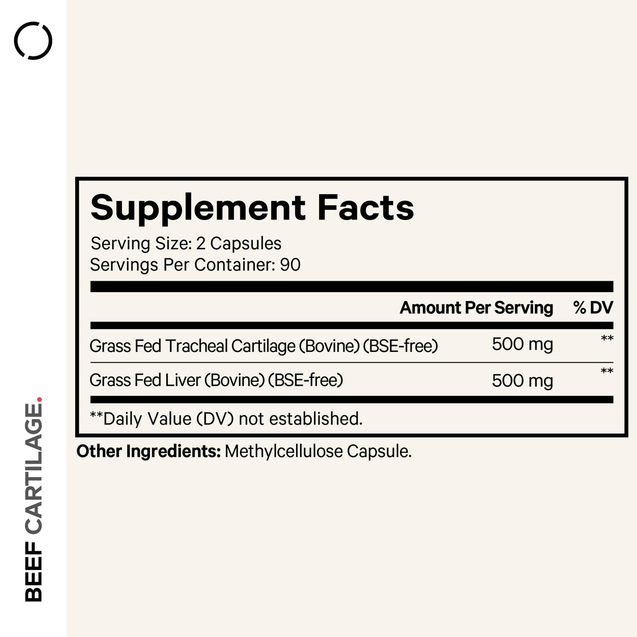 Codeage Grass Fed Beef Cartilage Supplement - Freeze Dried, Non-Defatted, Desiccated Beef Tracheal Bovine Cartilage & Liver Pills – Pasture Raised Argentina Beef Vitamins - Non-GMO -180 Capsules