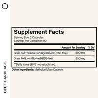 Thumbnail for Codeage Grass Fed Beef Cartilage Supplement - Freeze Dried, Non-Defatted, Desiccated Beef Tracheal Bovine Cartilage & Liver Pills – Pasture Raised Argentina Beef Vitamins - Non-GMO -180 Capsules