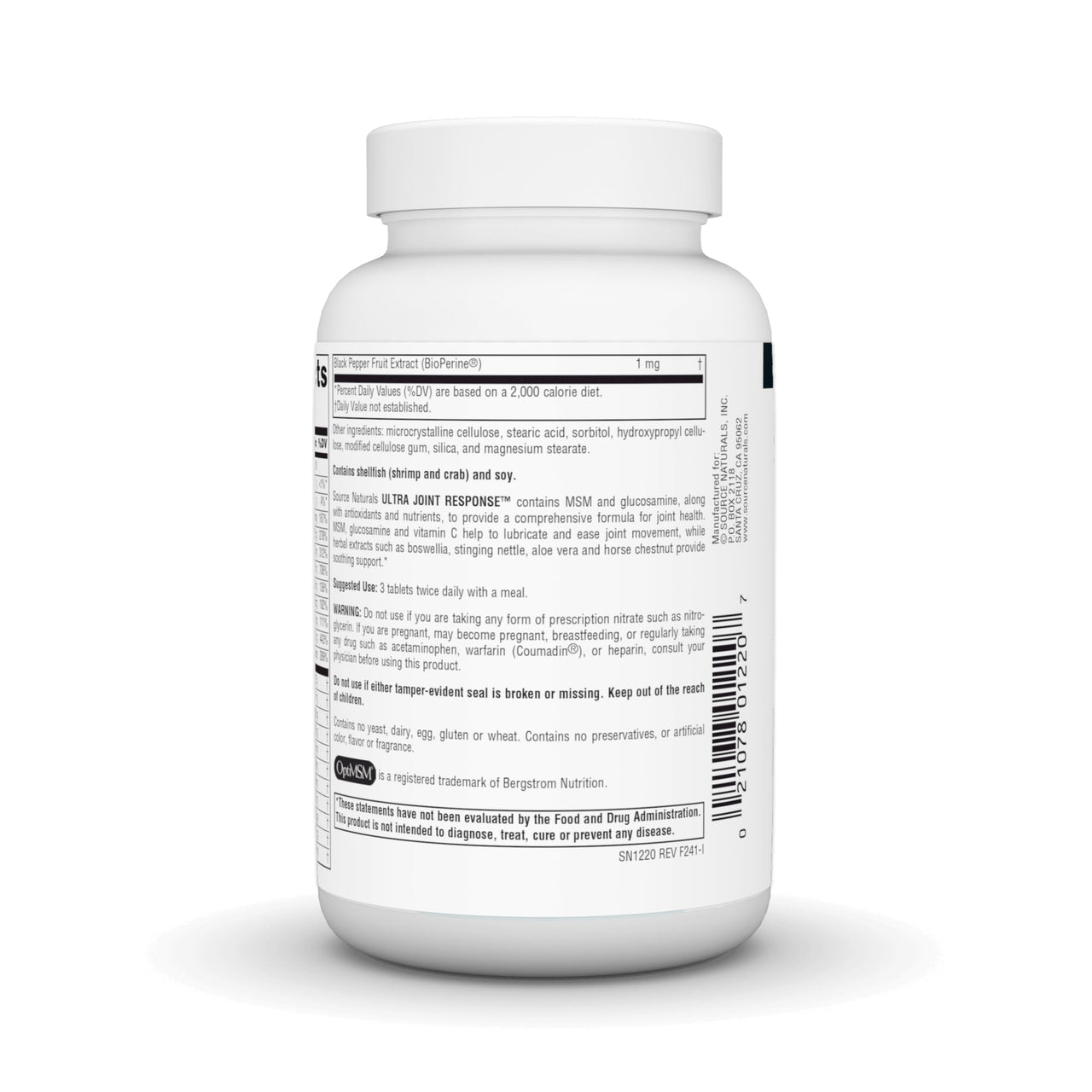 Source Naturals Ultra Joint Response, Bio-Align, Glucosamine and MSM, Promotes Joint Health* - 90 Tablets