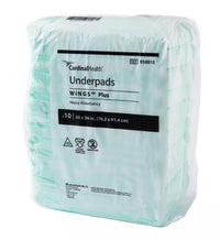 Thumbnail for Cardinal Health™ Underpads, Wings™ Plus, Heavy Absorbency, Green, 30 x 36IN, Case of 50