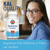 Thumbnail for KAL Dolomite Powder | Natural Calcium & Magnesium Source | Bone & Heart Health Support | Fast-Acting | 16oz, 90 Serv.