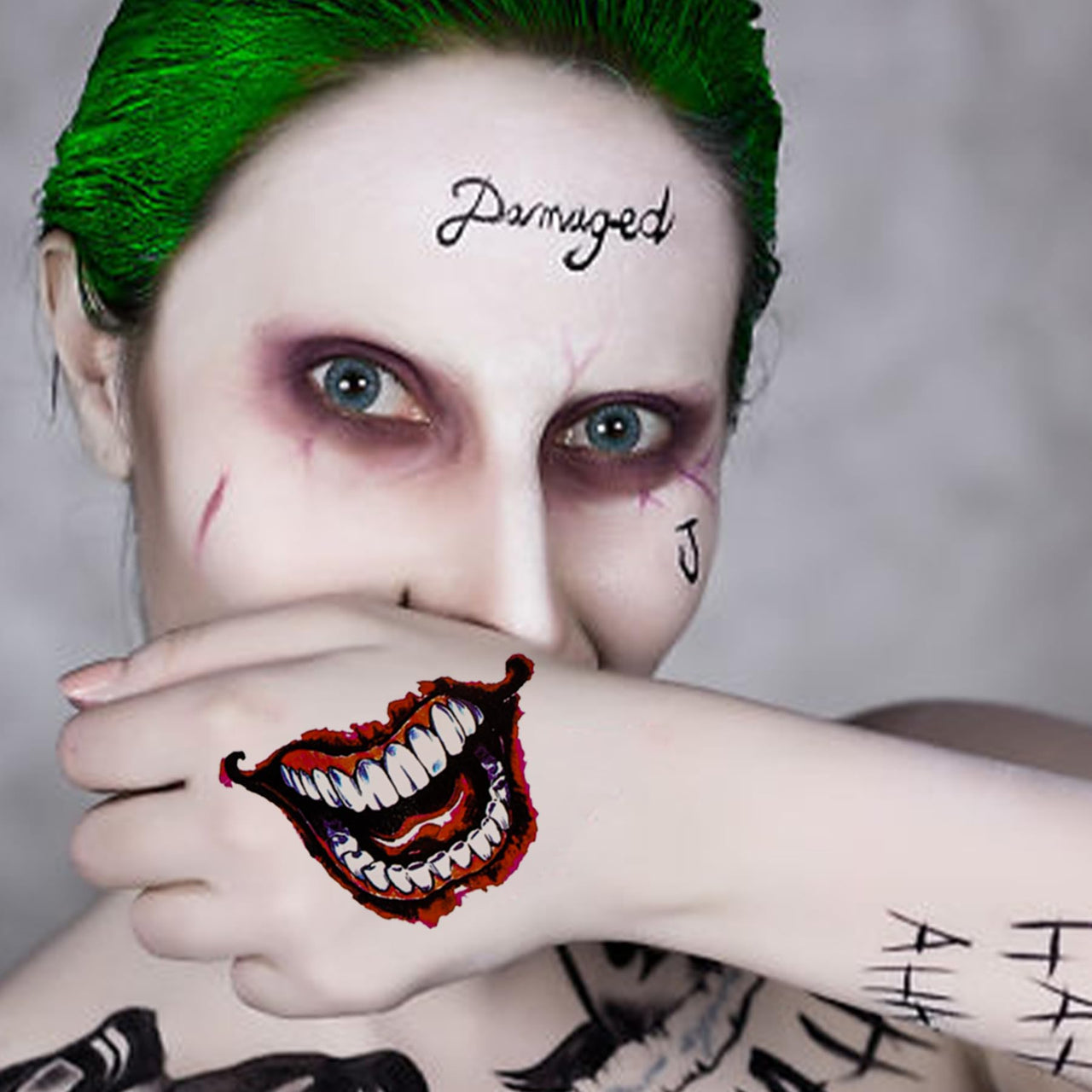 4 Sheets Large-Size Joker Tattoos, NEDEQI Halloween Fake Temp Tattoo for Men Adult - All Versions - Realistic & Last Long Joker Sticker Perfect for Halloween Costumes Cosplay Makeup Party Accessories