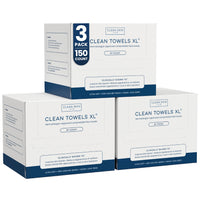 Thumbnail for Clean Towels XL®, 100% USDA Biobased Face Towel, Disposable Face Towelette, Eczema Association Accepted, Makeup Remover Dry Wipes, Ultra Soft, 50 ct per pack, 3 Packs, 150 Ct Total