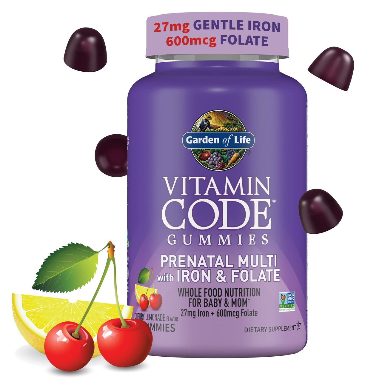Essential Prenatal Gummy Vitamins for Women with Iron: Folate, Biotin, D3 & B12 + Probiotics for Digestion, Vitamin Code Multivitamin, Non-GMO, Gluten-Free, 90 Cherry Lemonade Gummies, 30 Day Supply