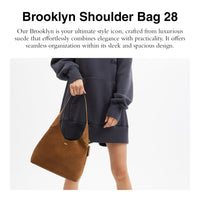 Thumbnail for COACH Women's Suede Brooklyn Shoulder Bag 28, B4/Cedar, One Size