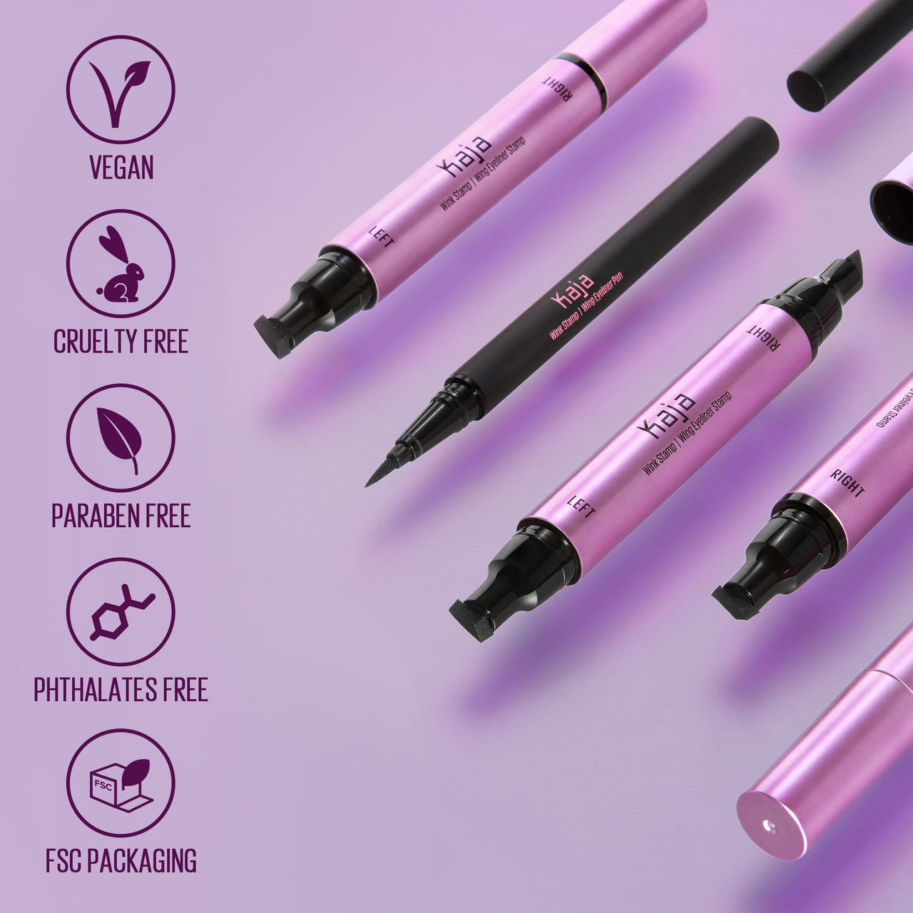 Kaja Winged Eyeliner Set - Wink Stamp Original | with Avocado Extract, Double-ended Wing, Smudge-Proof, Waterproof, Eye Irritation Tested, Long Lasting Pencil, Colorstay, Matte Finish, Cat Eye Look