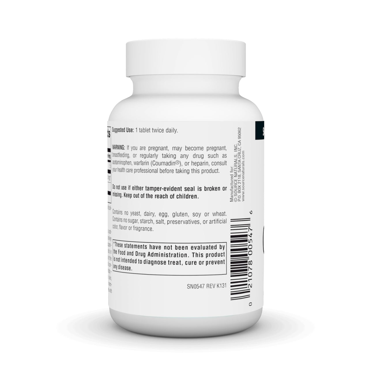 Source Naturals Glucosamine Sulfate, Sodium-Free 750 mg for Joint Support - 60 Tablets