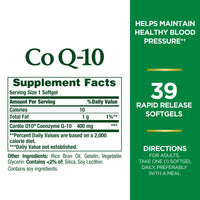 Thumbnail for Natures Bounty Co Q-10 400mg, 39 Rapid Release Softgels