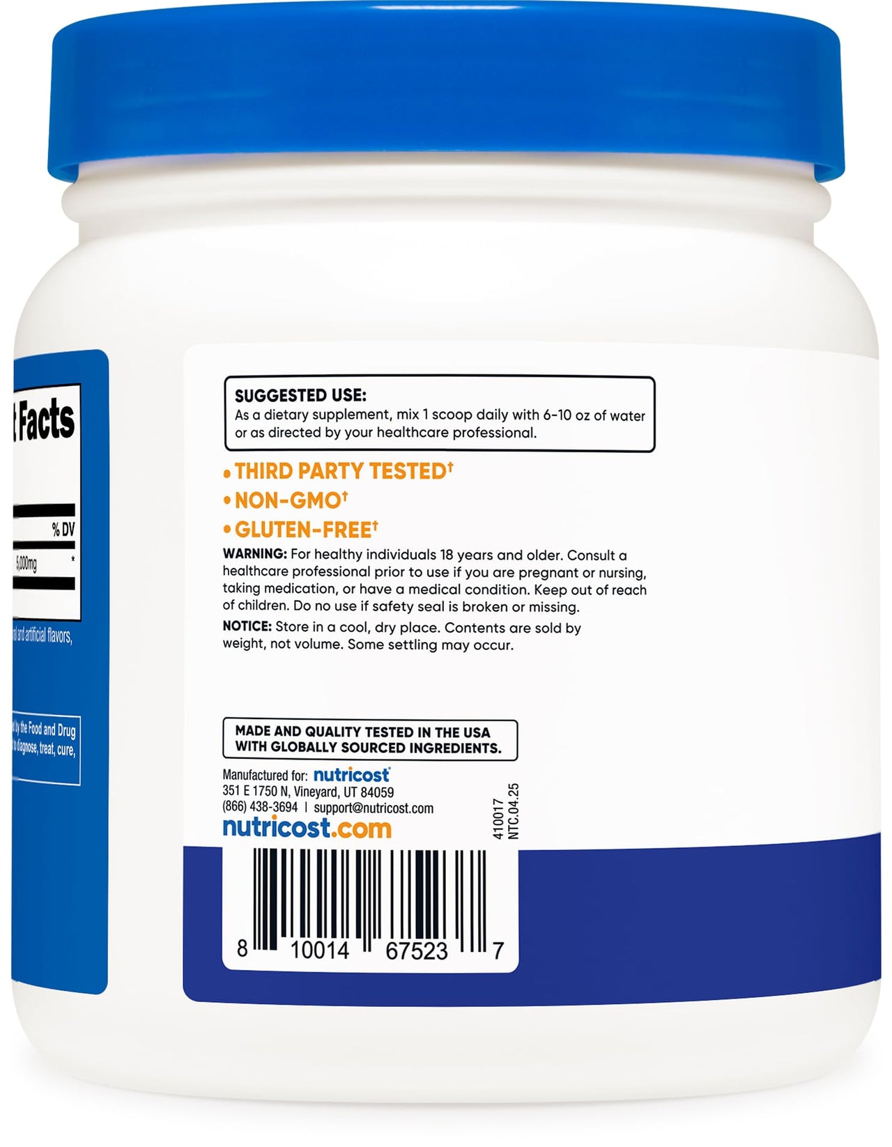 Nutricost L-Glutamine Powder (500 Grams) (Blue Raspberry)