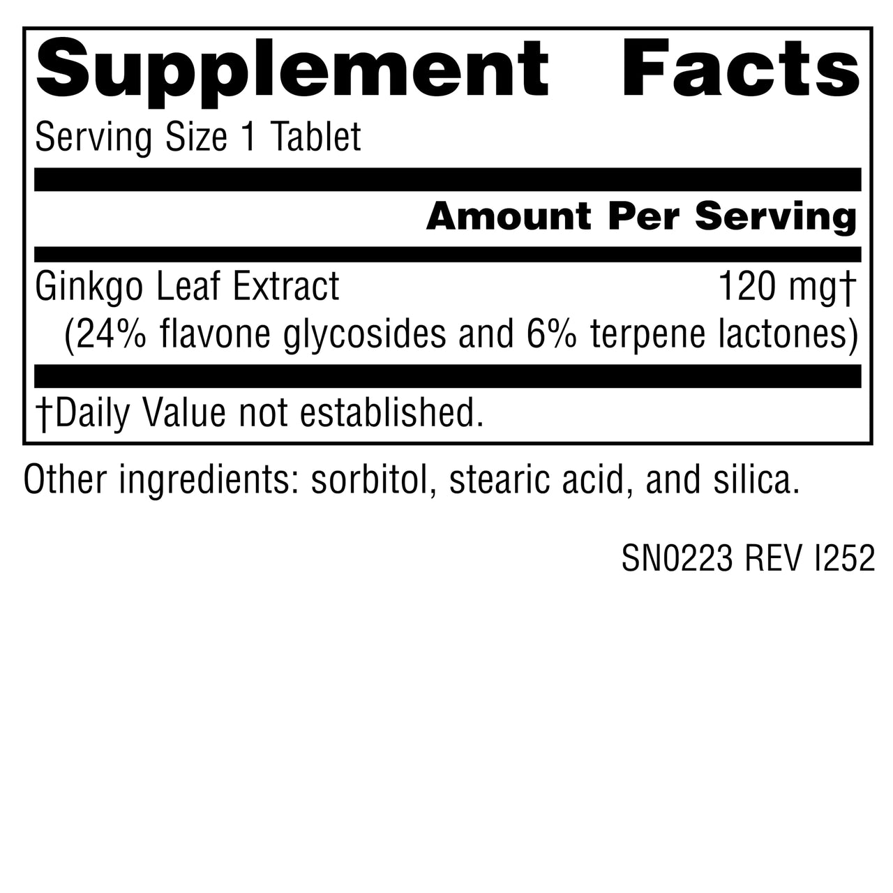 Source Naturals Ginkgo-24 - Ginkgo Biloba Extract, 24% Glycosides 6% Terpenes - 120 mg - 120 Tablets