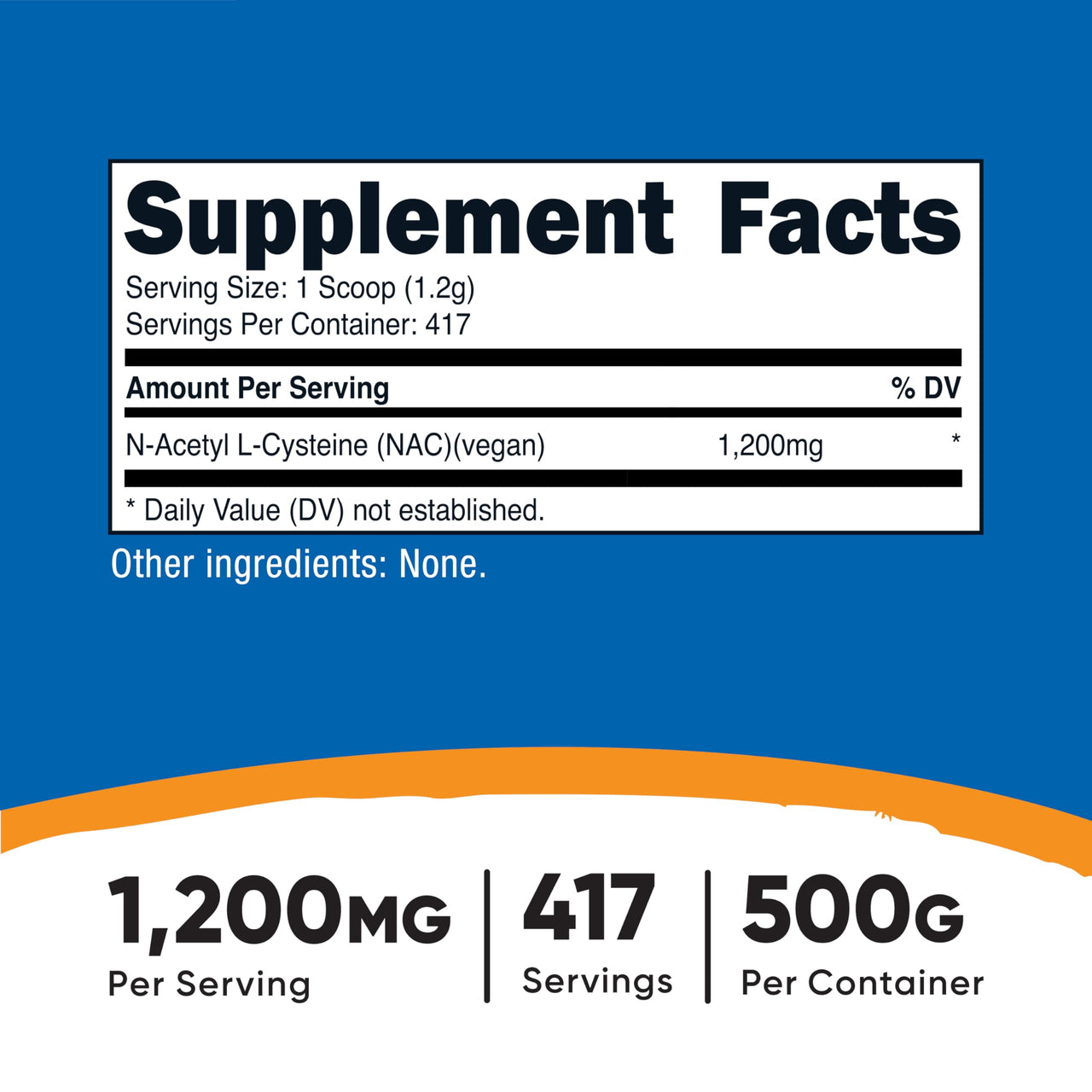 Nutricost N-Acetyl L-Cysteine (NAC) Powder 500 Grams - Vegan NAC, Non-GMO, Gluten Free