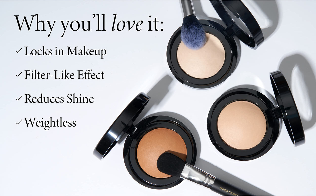 LAURA GELLER NEW YORK Baked Blurring + Setting Powder, Translucent Makeup Setting Powder For Soft-Focus Finish Minimize Fine Lines and Pores, Tan/Deep