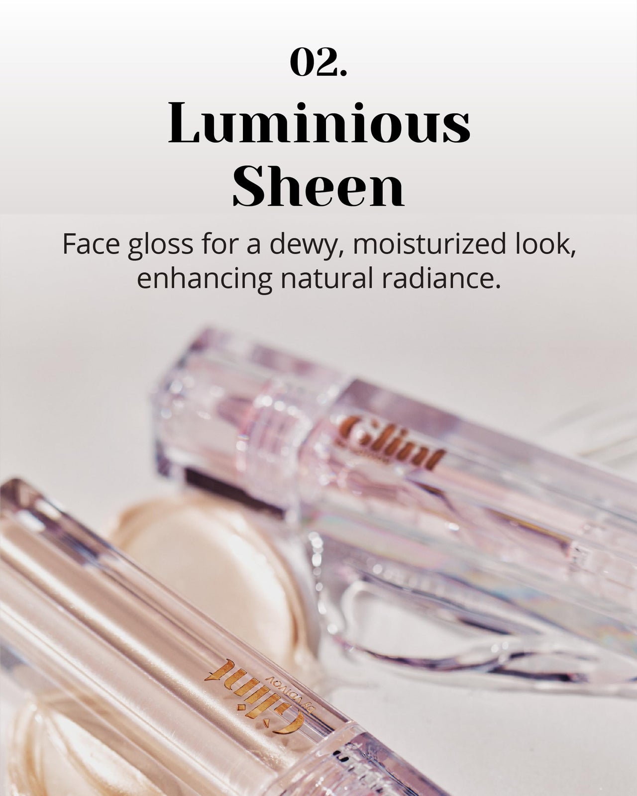 Glint Liquid Gel Highlighter (Glitter Veil, 0.1oz) - Multi-Use Face & Body Gloss for Smooth Glow, Long-Lasting Illuminator Balm for Healthy Radiance. Korean Makeup. Eyes, Cheeks