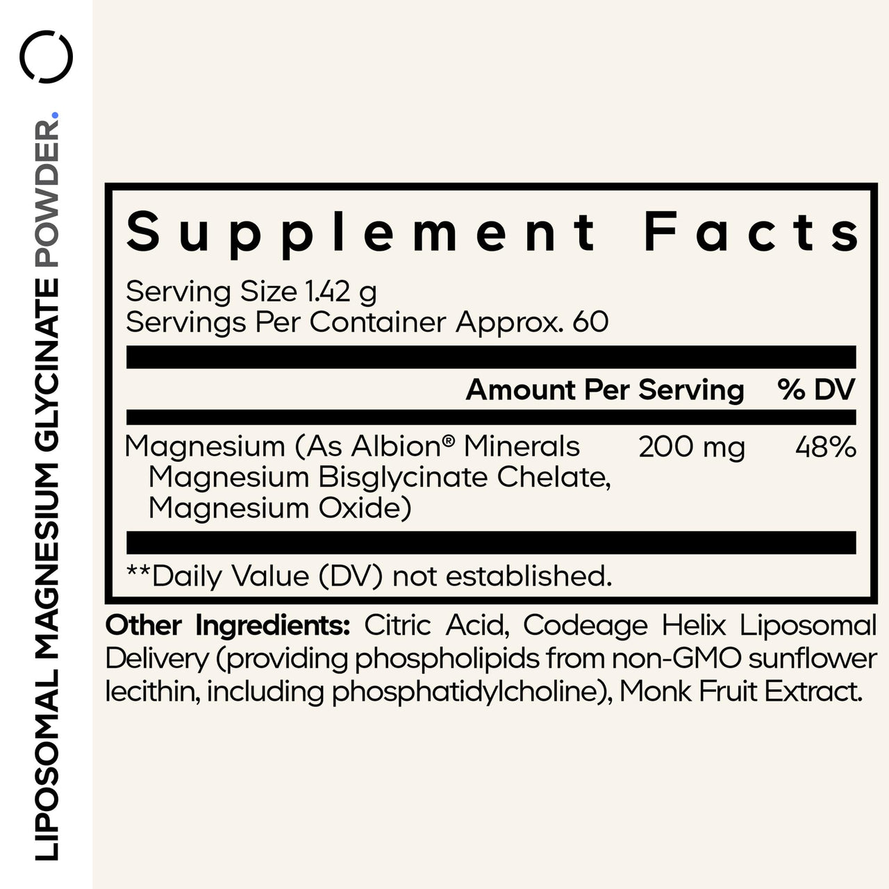Codeage Magnesium Glycinate Powder Supplement, 2-Month Supply, Bisglycinate Magnesium Chelate, Unflavored, Liposomal Delivery, Chelated Magnesium Powder Mineral, Non-GMO Vegan, 3 oz