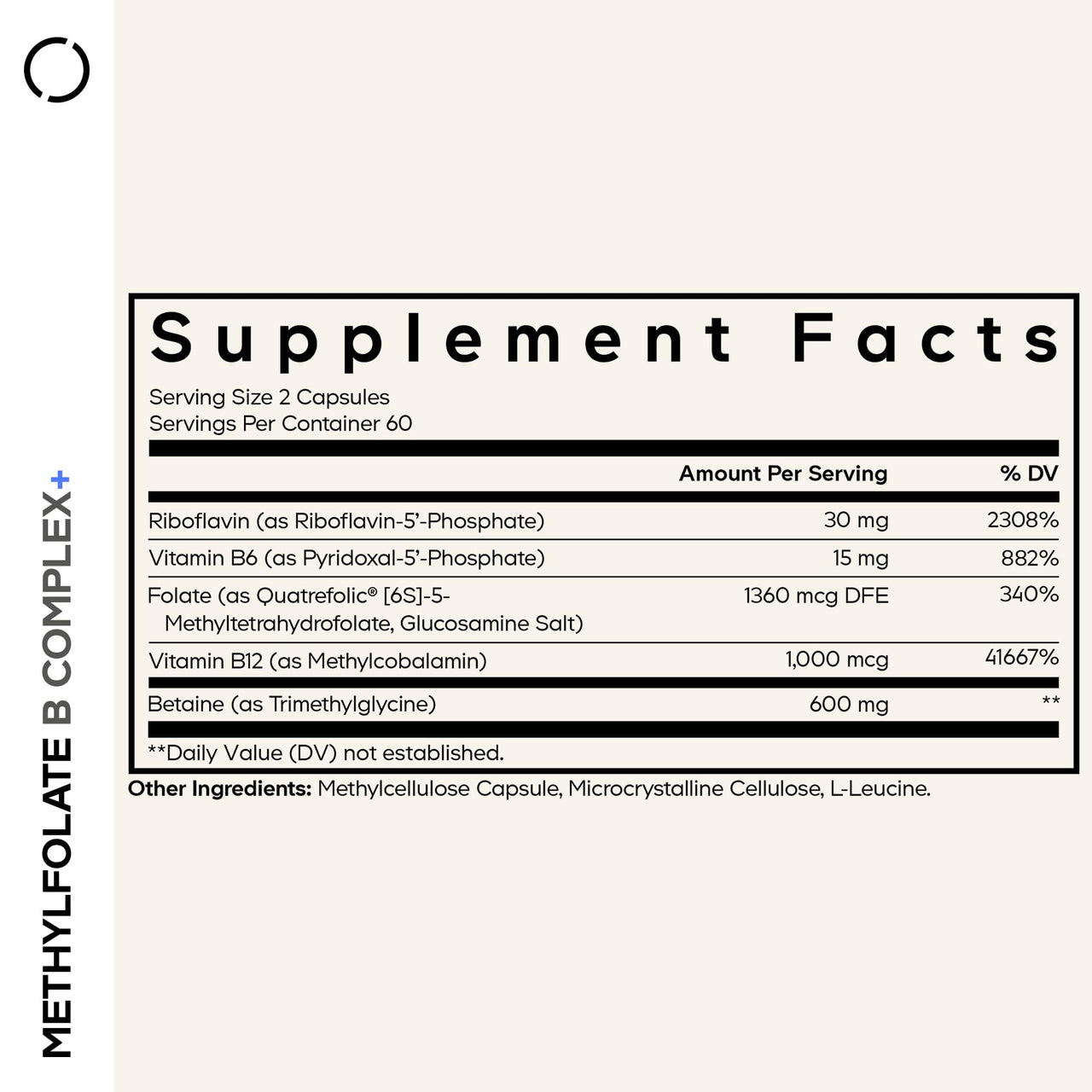 Codeage Methylfolate B Complex Supplements - 5 MTHF, Methylcobalamin 1000mcg Methylated Vitamin B12, Riboflavin, Betaine, Vitamins B6, Methylation Cycle MTHFR - 2 Months - 120 Capsules