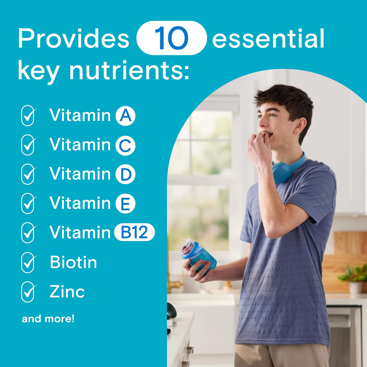 One A Day Teen Boy’s Daily Essentials Multivitamin Gummies, Teen Boy Vitamins with Vitamin C, Vitamin D, Bone Health, Immune Health, Raspberry Natural Flavor, 120 Gummies