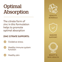 Thumbnail for Solgar Zinc Citrate Vegetable Capsules, 100 Count, Non-GMO, Gluten Free, and Kosher, Supports Immune System Health, Healthy Skin and Eyes, Normal Taste and Vision