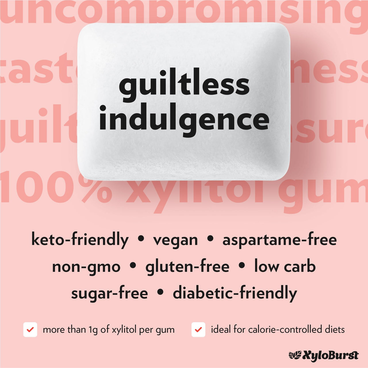 XyloBurst Gum | Xylitol Chewing Gum | Sugar Free, Gluten Free, Keto Friendly | Aspartame Free Gum For Oral Health | Cinnamon | 100-Count Jar