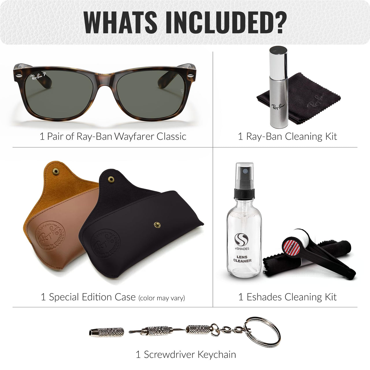 Ray-Ban RB2132 NEW WAYFARER Classic Polarized Square Shape Sunglasses With Eyewear Kit Bundle - High Bridge Fit - Casual Wear Square Sunglasses