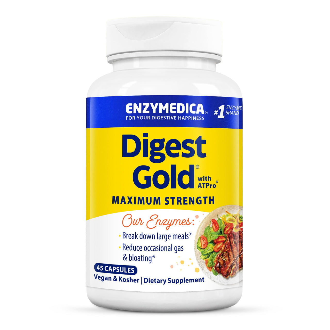 Enzymedica, Digest Gold + ATPro, Maximum Strength Enzymes, 45 Capsules