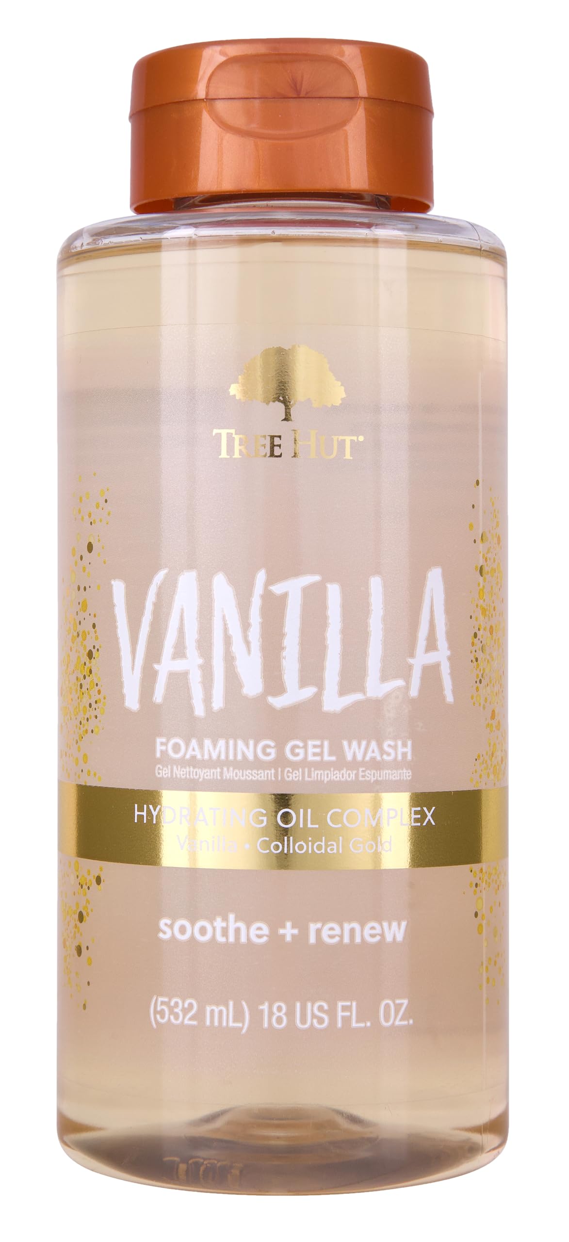 Tree Hut Vanilla Foaming Gel Wash, Hydrating & Moisturizing Body Wash with Shea Butter & Nourishing Essential Oils, Daily Cleanser for Soft Smooth Skin, 18 fl oz