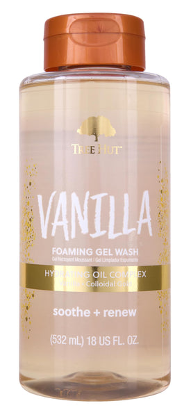 Tree Hut Vanilla Foaming Gel Wash, Hydrating & Moisturizing Body Wash with Shea Butter & Nourishing Essential Oils, Daily Cleanser for Soft Smooth Skin, 18 fl oz