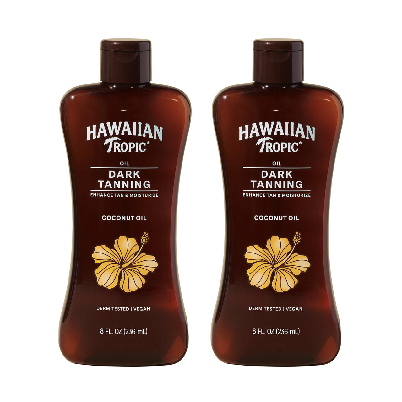Hawaiian Tropic Dark Tanning Oil, 8 Fl Oz | Moisturizing Body Oil with Cocoa Butter, Tan Enhancer, 8 Fl Oz each Twin Pack