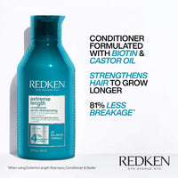 Thumbnail for Redken Extreme Length Shampoo & Conditioner Set for Damaged Hair, Prevents Breakage, Strengthens and Infused with Biotin for Hair Growth, 10.1 Fl Oz, Pack of 2
