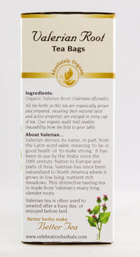 Thumbnail for Celebration Herbals Tea Valerian Root Organic -- 24 Herbal Tea Bags
