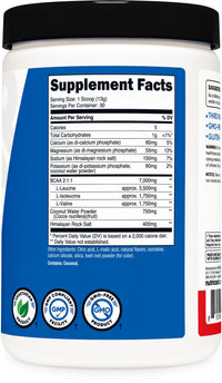 Thumbnail for Nutricost BCAA + Hydration Powder (Fruit Punch) 30 Servings - Branched Chain Amino Acids with Hydration Complex - Gluten-Free, Non-GMO