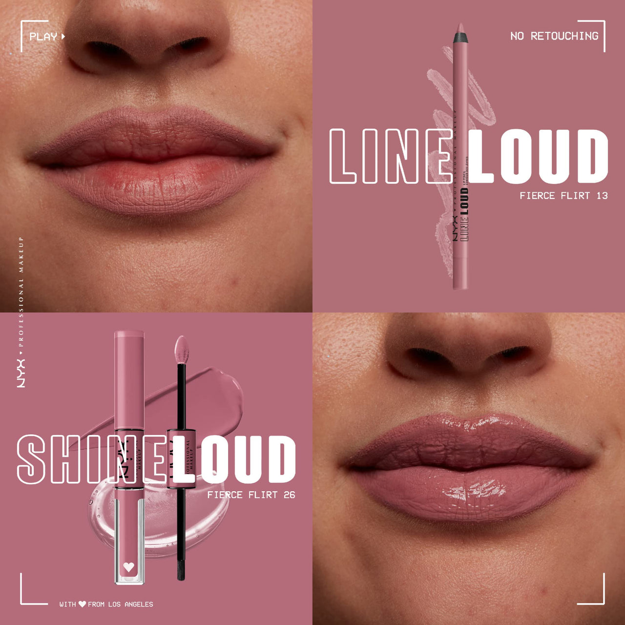 NYX PROFESSIONAL MAKEUP Line Loud Lip Liner, Longwear and Pigmented Lip Pencil with Jojoba Oil & Vitamin E - Fierce Flirt (Light Mauve Pink)
