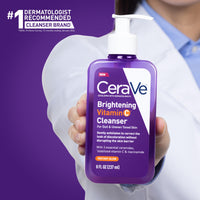 Thumbnail for CeraVe Brightening Vitamin C Facial Cleanser for Dull & Uneven Skin Tone with Stabilized Vitamin C, Niacinamide & Ceramides, Hydrating & Exfoliating, Fragrance-Free, Safe for Sensitive Skin, 8oz
