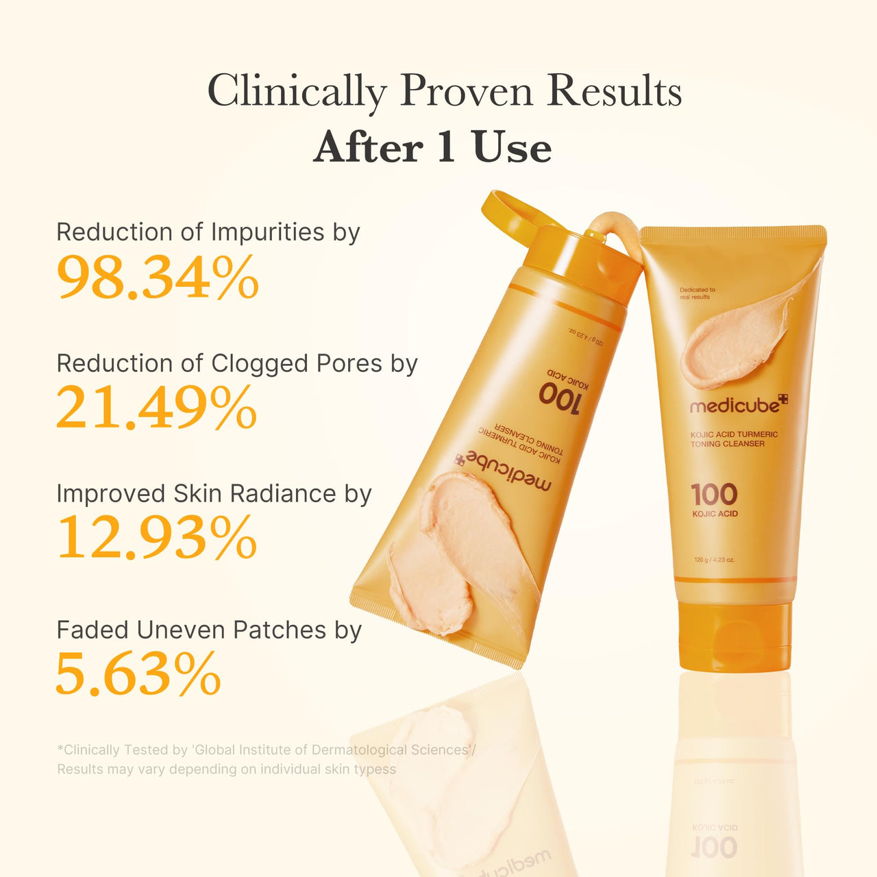 medicube Facial Cleanser Kojic Acid Turmeric Whip Cleanser | Cleansing Foam for Brightening, Balancing | Fade Appearance of Uneven Patches & Ideal for Use After Spot Care | Korean Skincare, 4.23 oz
