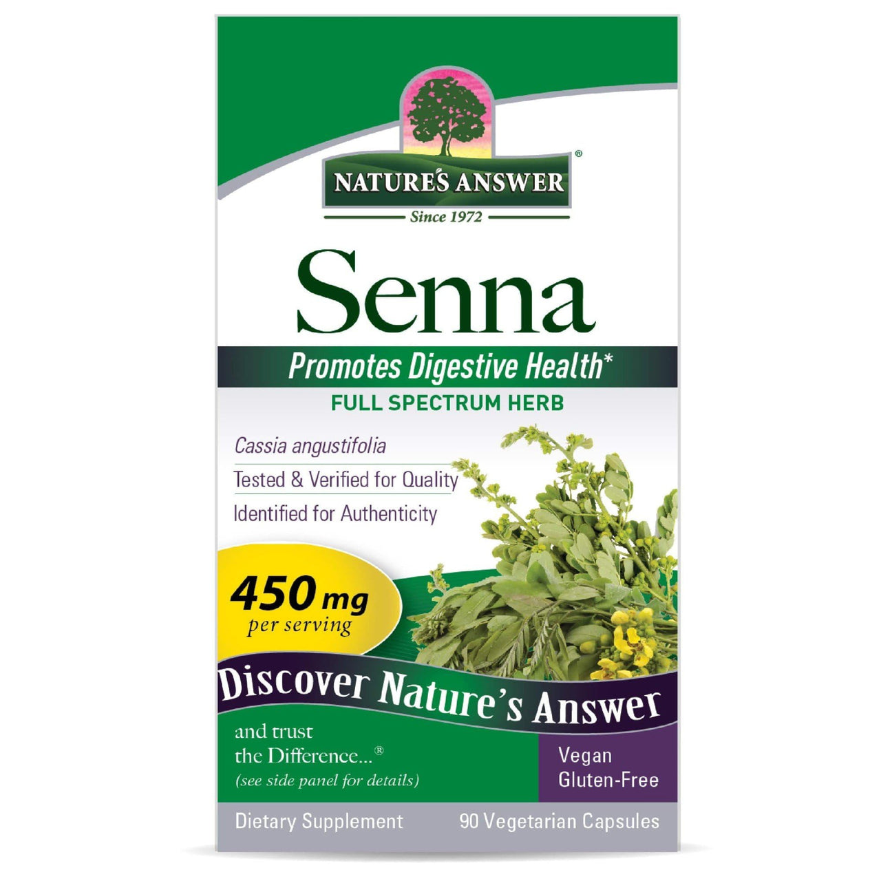 Nature's Answer Senna Leaf | Dietary Supplement | Promotes Digestive Health | Vegan, Gluten-Free & Kosher Certified | Vegetarian Capsules 90ct