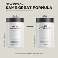 Thumbnail for Codeage Hair Vitamins 10000 mcg Biotin, Keratin, Collagen, Vitamin A, B12, C, D3, E, Zinc, Turmeric, Probiotics, Enzymes, Inositol - Hair Care Support - Healthy Hair Supplement Pills - 2 Pack