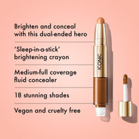 Thumbnail for ICONIC LONDON Radiant Concealer & Brightening Duo | Creamy Liquid + Brightening Crayon Dual Ended Concealer, Cruelty Free, Vegan Makeup (Neutral Deep) 0.08 oz