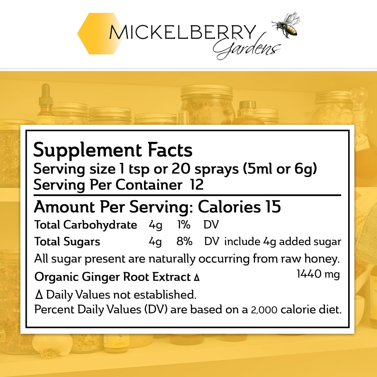 Mickelberry Gardens Immune Support Ginger Honey Spray – Organic Ginger Shots & Syrup for Immunity Boost, Digestive Health, and Wellness – 2 Oz