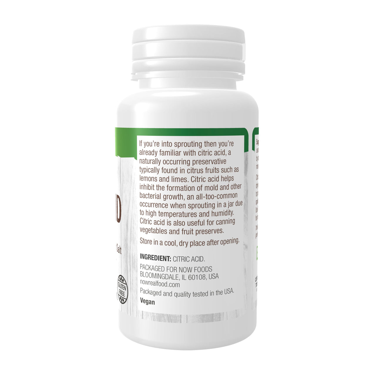 NOW Foods, Citric Acid, Sprouting Aid, Great Substitute for Salt, Preservative Found in Citrus Fruits, 4-Ounces