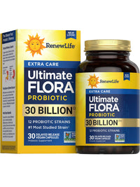 Thumbnail for Renew Life Extra Care Digestive Probiotic Capsules, Daily Supplement Supports Immune, Digestive and Respiratory Health, L. Rhamnosus GG, Dairy, Soy and gluten-free, 30 Billion CFU, 30 Count