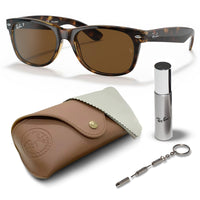Thumbnail for Ray-Ban RB2132 NEW WAYFARER Classic Polarized Square Shape Sunglasses With Eyewear Kit Bundle - High Bridge Fit - Casual Wear Square Sunglasses